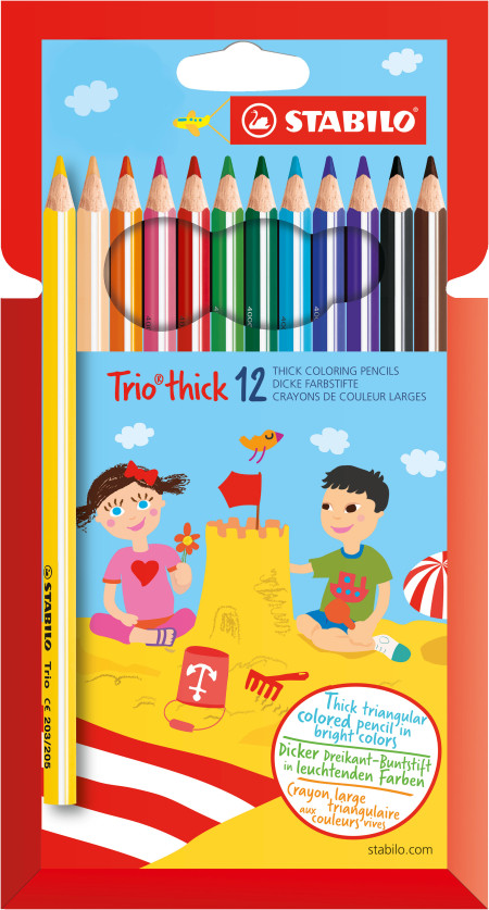 STABILO Trio thick Colouring Pencil - Wallet of 12 - Assorted Colours